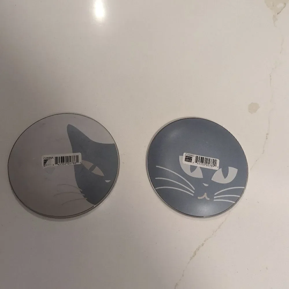 2Pc Set Japanese Cat Glass Plates Jewelry Catch All Dish